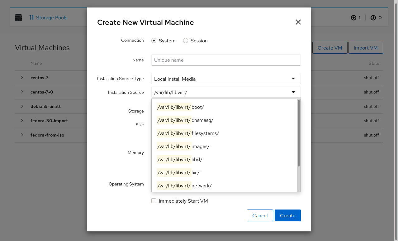 Create VM source filesystem