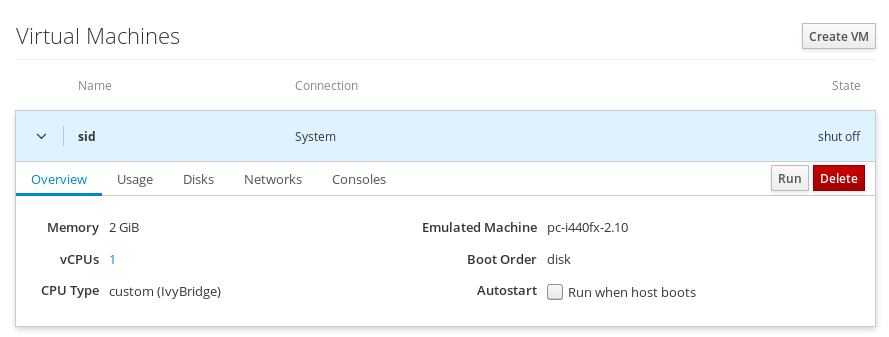 Machines Autostart configuration