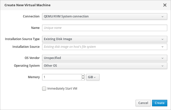 Create VM with existing image